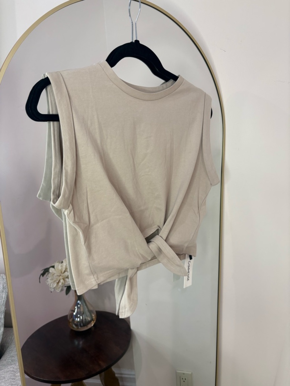 Commense Beige Tie-Front Tee